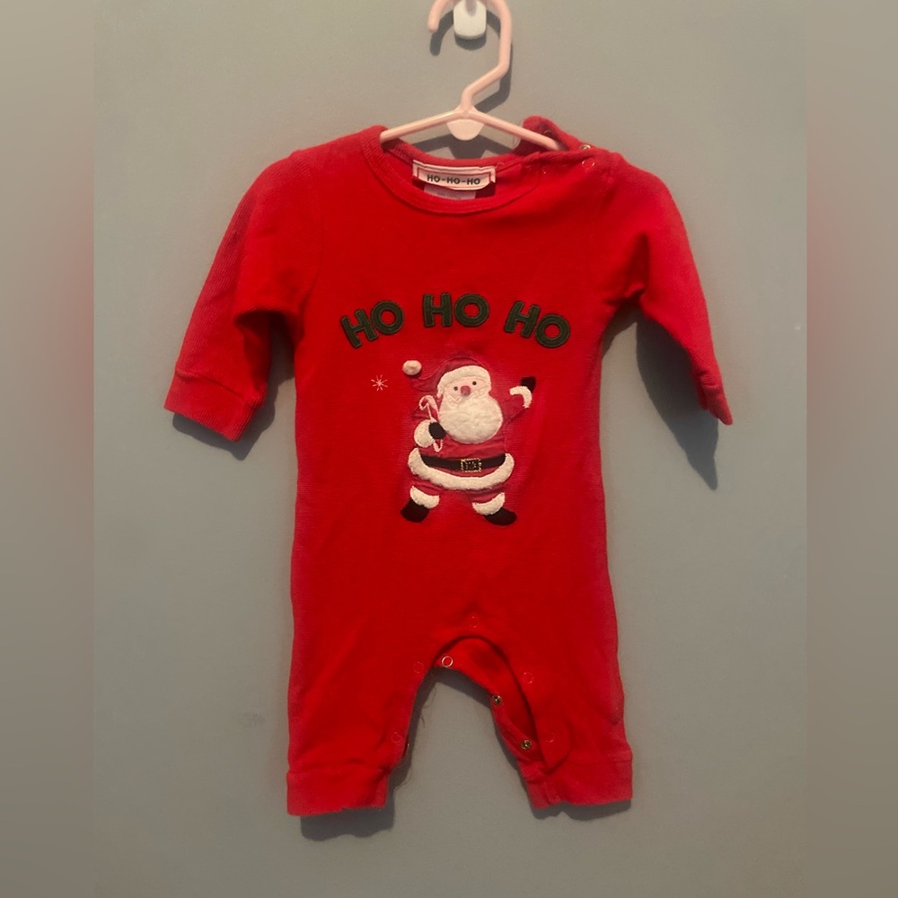 HO HO HO‎ SANTA CLAUS Chirstmas Romper & Size 9 months